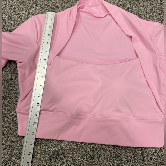 HALARA Softly Zero Pink Long Sleeve Padded Cropped Yoga Sports Fitted Top - Picture 12 of 14